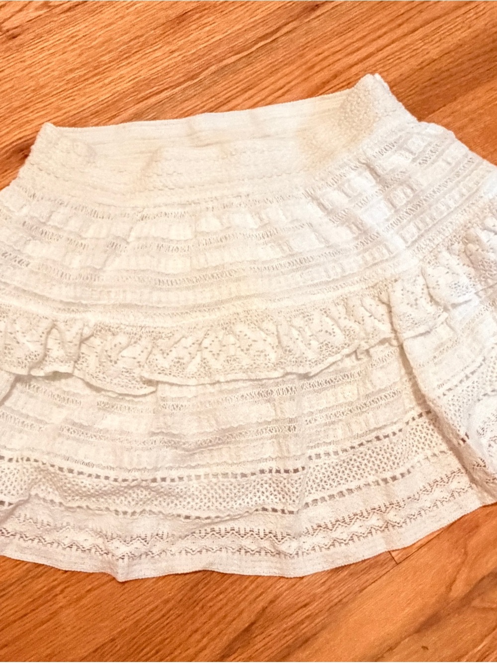 Aerie White Lace Tiered Mini Skirt